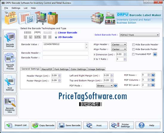 Retail Barcode Tag Software screenshot