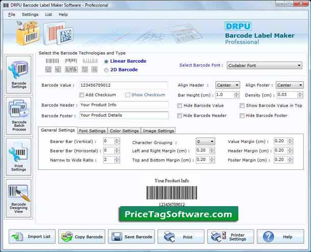 Screenshot of Price Tag Software