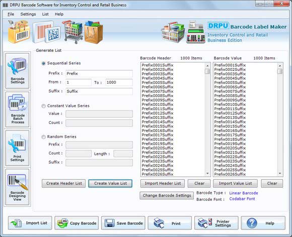 Screenshot of Retail Business Barcode Label Maker