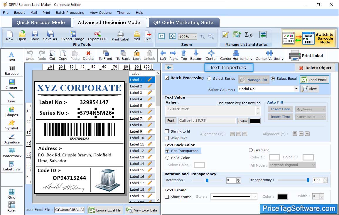 Barcode Label Maker Corporate Edition