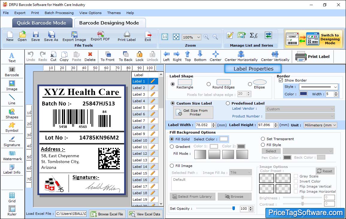 Select Label Shape