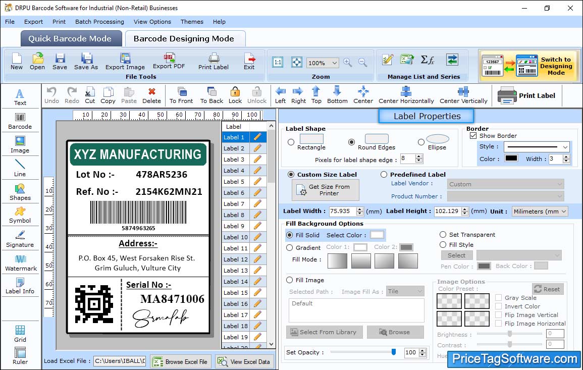 Select Label Shape