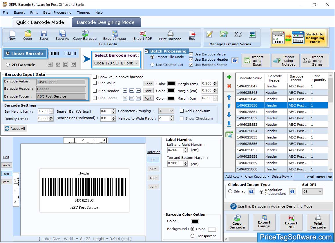 Barcode Value Barcode Value