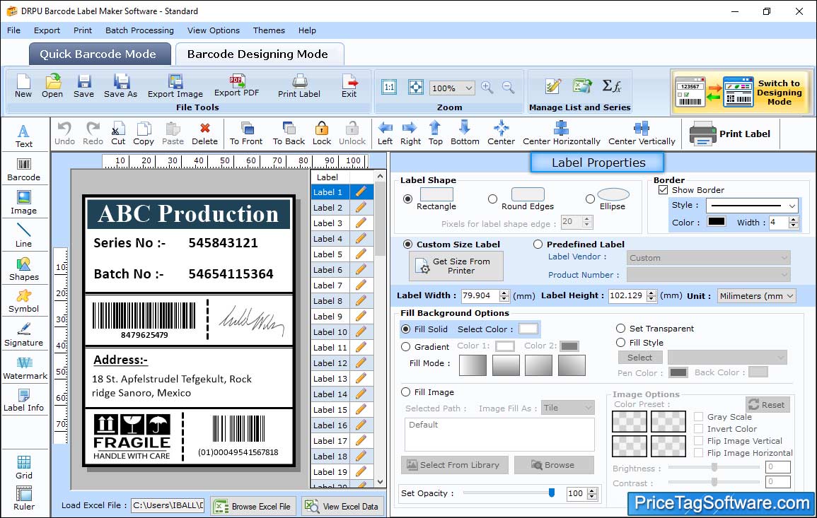 Select Label Shape